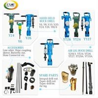 Perceuse à roche pneumatique CE MA certifiée YT24, perforatrice portative à jambe d'air avec jambe d'air et tige de forage complètes