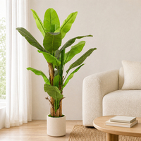Plante de bananier artificielle de 1,5 m avec feuilles en PEVA, troncs doubles en PE, plante artificielle en pot pour décoration intérieure