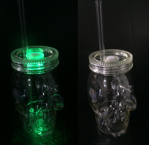 Gobelets lumineux personnalisés avec logo OEM, écologiques, pour fêtes d'Halloween, 480 ml, avec couvercle en forme de tête de fantôme, gobelets en plastique LED qui brillent dans le noir - Product Image 2