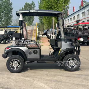 Carrito de golf de lujo gris oscuro para 2 pasajeros con asientos de cuero acolchado, portaequipajes delantero y defensa antichoque de alta resistencia para villas y propiedades. - Product Image 5