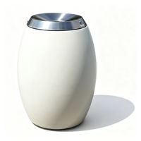 Poubelle publique extérieure en acier inoxydable brossé avec couvercle verrouillable, écologique, résistante à l'eau, design compact, mécanisme de charnière lisse