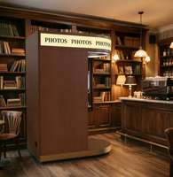 Mesin Photo Booth Kayu Retro Vintage dengan Printer dan Kamera Layar Sentuh DSLR untuk Pernikahan