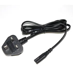 Factory Direct High Quality BSI Certificate British 3 pin to IECC7 Power Cord Computer UK Power Cable
