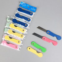 Couteaux pliants en plastique en gros, lames en acier inoxydable, couteaux utilitaires pour étudiants, mini-couteaux à ouvrir les petits colis