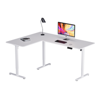 Bureau de travail ergonomique moderne en forme de L, réglable en hauteur (73-118 cm), Boss L2, construction durable, facile à assembler