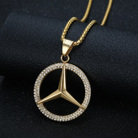 Perhiasan Hip Hop Liontin Pria dari Baja Anti Karat 316L, Personalisasi, Bertabur Zirkonia Kubik, Logo Mobil Terkenal, Fashionable