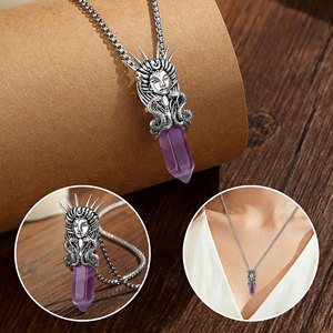 Merryshine Hecate, Gema <span class=keywords><strong>de</strong></span> Cristal, Diosa Lunar Hekate, Amuleto Pagano, Joyería Espiritual, Colgante <span class=keywords><strong>de</strong></span> Piedra Curativa <span class=keywords><strong>de</strong></span> Amatista - Product Image 4