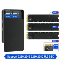 Carcasa de Aluminio para 2 Unidades M.2 SSD, Doble Protocolo Ngff Nvme Pcie Sata Tipo C Usb3.2 10Gbps, Doble Bahía Raid Ssd Mve
