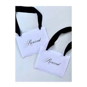 Segno di matrimonio riservato-cartello appeso con nastro di seta-bordo adornato carta fatta a mano - Product Image 2