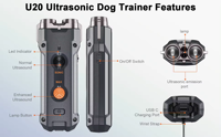 Dispositif anti-aboiement ultrasonique, dissuasif pour chiens, répulsif ultrasonique pour chiens avec LED