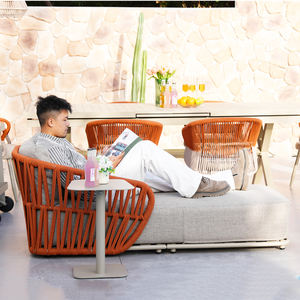 كراسي استلقاء فاخرة بجانب حمام السباحة، سرير شمس خارجي، كرسي استرخاء حديقة، سرير شمس خارجي من الألومنيوم والحبال للمنتجعات - Product Image 2