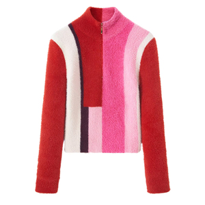 Pull-over décontracté à col roulé et demi-zip en maille fine pour femme, personnalisé OEM/ODM, idéal pour l'hiver - Product Image 4