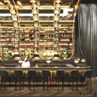 Luxuriöser Vintage Mid-Century Modern Massivholz Bar-Tresen Lounge Esstisch Präsentationstisch für Gastronomie Hotel Einkaufszentrum Gewerbe