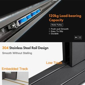 باب جرار خارجي ذكي مزدوج المزجج بإطار أسود من سبائك الألومنيوم - Product Image 3