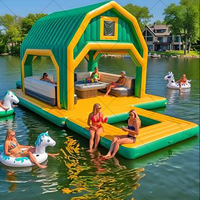 Bar flottant gonflable commercial pour piscine, grande plateforme de fête, en PVC, protection UV, étanche, ignifuge