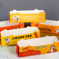 Boîte d'emballage jetable en papier kraft blanc pour fast-food frit à emporter Boîte d'emballage biodégradable pour plateau de hot-dogs sandwich de 8 pouces