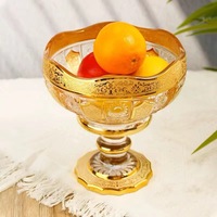 Vente directe usine – Nouvelle assiette de service en verre doré de luxe pour salon, idéale pour bonbons, fruits, noix et autres friandises – Grand plat de rangement en verre