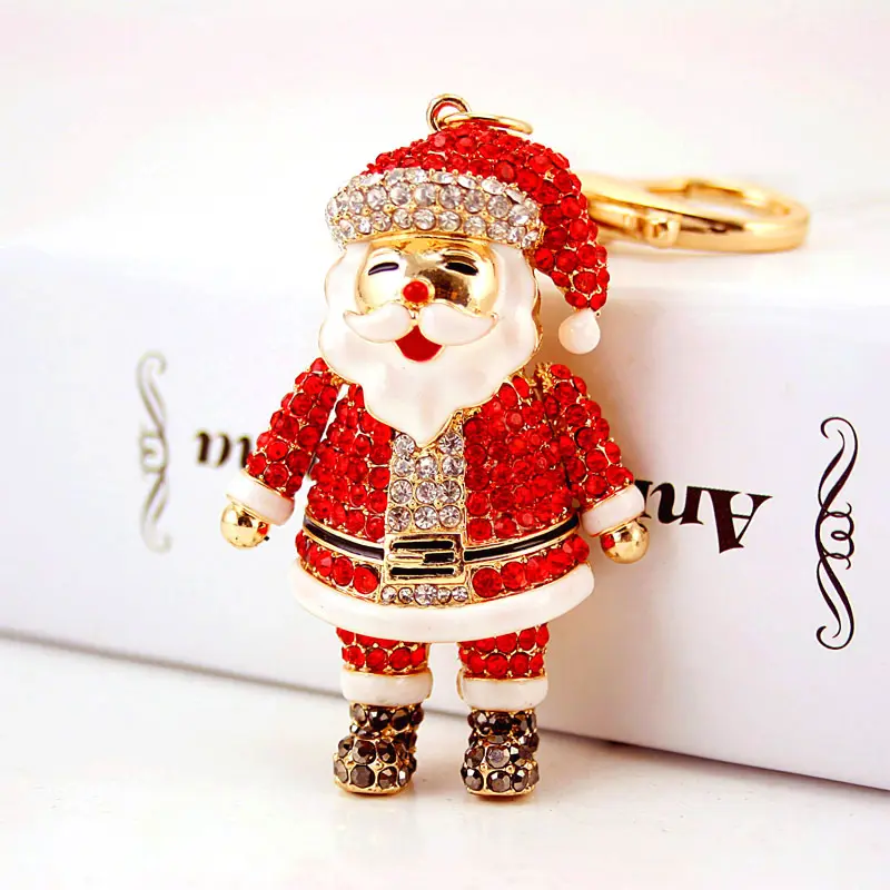 Bán Buôn Vàng Tấm Kim Loại Kẽm Hợp Kim Khuyến Mãi Nhân Vật Pha Lê Phim Hoạt Hình Santa Claus Mặt Dây Chuyền Móc Chìa Khóa Móc Khóa Cho Túi