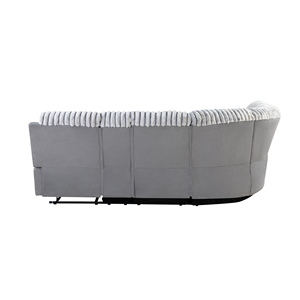 Grey Modern Polyester Sectional with LED Reclining <b>Sofa</b> <b>Bed</b> Wood Legs for Living Room - Product Image 5