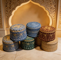 Chapeau ethnique islamique en polyester au crochet pour hommes adultes Boran, style Moyen-Orient, pour la prière quotidienne, broderie personnalisée à la machine, vente en gros