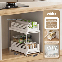 Étagère de rangement épaissie et compacte, coulissante, multi-niveaux, pliable, pour espaces étroits sous l'évier de cuisine, avec roulettes