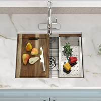 Évier de cuisine multifonctionnel en acier inoxydable 201/304 avec accessoires