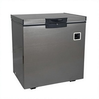 Nouveau congélateur solaire DC gris sidéral à double température et dégivrage automatique, avec alimentation par batterie 12V/24V et armoire de réfrigération