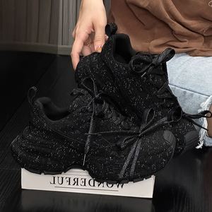 2025 Female <b>Sparkling</b> Sneakers Chunky Sole <b>Shoes</b> Casual Footwear with Rhinestone Glitter Platform Sneakers for Women - Product Image 3