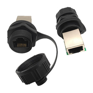 Adaptateurs RJ45 pour connecteurs de module fibre optique <span class=keywords><strong>double</strong></span> port M20 <span class=keywords><strong>4K</strong></span> pour <span class=keywords><strong>prise</strong></span> aviation mâle/femelle, indice de protection IP54, PC ABS Nylon - Product Image 1