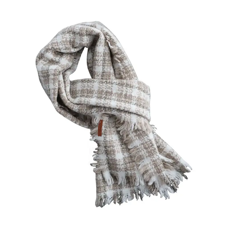 Black gold fragrant wind series Cashmere weave plaid pure Cashmere scarf women's winter