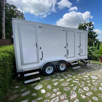 Remorque toilettes portables 3 postes, conforme DOT, de luxe, écologique, avec éclairage LED pour événements extérieurs et parcs