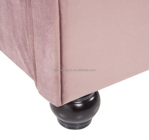 Factory Wholesale Double Queen King Size Velvet Fabric Upholstered Soft Platform Chesterfield <strong>Sleigh</strong> <strong>Bed</strong> With Fabric Buttons - Product Image 6