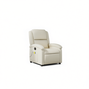 Fauteuil inclinable en similicuir crème avec massage corps entier, usage domestique, branchement 110-240v - Product Image 1