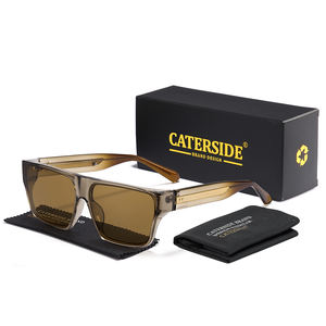 Gafas de Sol Unisex CATERSIDE, Modernas, Cuadradas, de Montura Completa, Diseño Personalizado, Duraderas, Lentes de PC Naranja y Blanco, Protección UV400, para Exteriores - Product Image 2