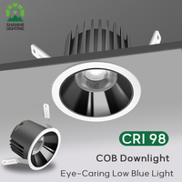 Spot LED encastré moderne en aluminium à dissipation thermique COB, CRI97, anti-éblouissement, 10W, 3000K