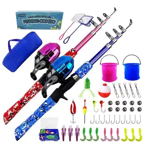 Spinning Telescopic Fishing Rod And Reel Combo Kit Set Rod Set With Line Lures Hooks Reel And Carry Bag Fishing Tackle