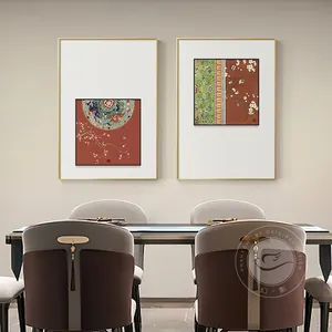 中国传统图案绘画帆布海报现代家居装饰客厅卧室框架绘画壁画