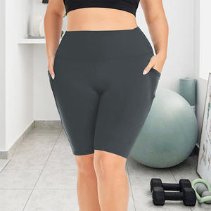 TEMU Hot Sale Plus Size Five Points Yoga Pants with Crescent Pocket 150KG Chubby Girls Thin High Waist <b>Slim</b> Fit <b>Leggings</b> - Product Image 3