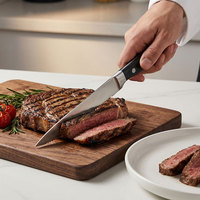 TOALLWIN Ensemble de 6 couteaux à steak en acier inoxydable, tranchants et dentelés, triple rivetés, pour la maison, les restaurants et les fêtes barbecue