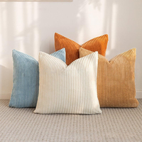 Housse de coussin courte en velours côtelé uni rayé amovible, style européen, pour canapé et chambre à coucher, vente en gros