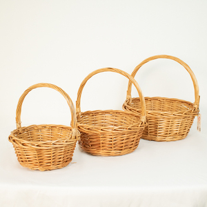 Jy 3 Giỏ đan bằng liễu gai có tay cầm giỏ trái cây liễu hình bầu dục bện Quà Tặng thu hoạch giỏ rỗng nhỏ cho trái cây rau quả - Product Image 1