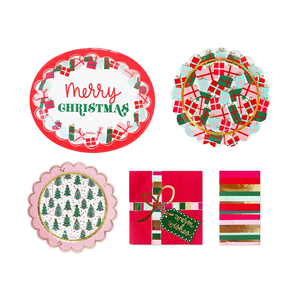 Ensemble de vaisselle pour fête de Noël, disponible pour la personnalisation, ensemble de vaisselle jetable pour fête de Noël - Product Image 2