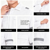 Combinaisons de travail blanches en gros, fabriquées en Chine (Yiwu), pour hommes et femmes, avec bandes réfléchissantes