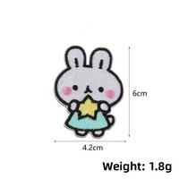 Kawaii Bunny zelfklevende borduurpatches, cartoon konijn tulp wortel hart ster stick-on badge voor kinderkleding tas reparatie