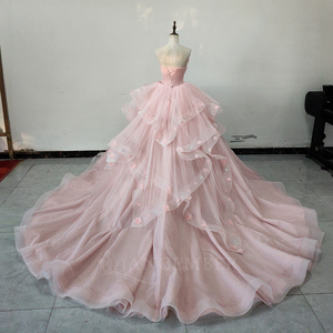 ชุดเดรสออกงาน Quinceanera สีชมพูอ่อนหรูหรา รุ่น Spjy003 ผ้าซาติน แต่งดอกไม้ 3 มิติ ระบายผ้าทูลล์ทรงบอลกาวน์เจ้าหญิง - Product Image 4