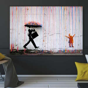 Dipinti murali moderni grande tela art decor personalizzato <span class=keywords><strong>Banksy</strong></span> Graffiti pioggia colorata - Product Image 4
