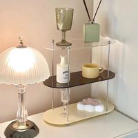 Support de rangement de bureau en verre à 3 niveaux pour tasses, présentoir décoratif pour cosmétiques et parfums