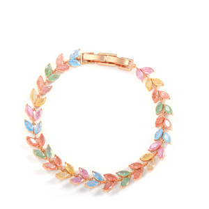 Collar de circonita colorida con forma de planta, engaste de aleación de cobre, joyería de fiesta, accesorio de moda para mujer - Product Image 5