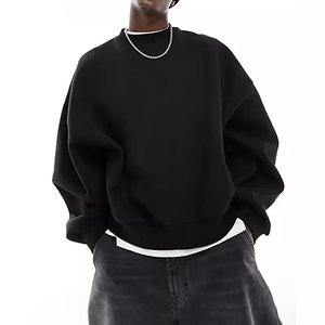 Felpe e felpe da <span class=keywords><strong>uomo</strong></span> Oversize larghe <span class=keywords><strong>girocollo</strong></span> marrone tinta unita in cotone pieno felpa da <span class=keywords><strong>uomo</strong></span> - Product Image 1