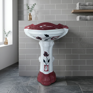 Lavabo de Baño de Granito de Superficie Sólida Vistaar en Oferta, Diseño Moderno con Pedestal, Garantía de por Vida, Lavabo de Piedra Económico - Product Image 1